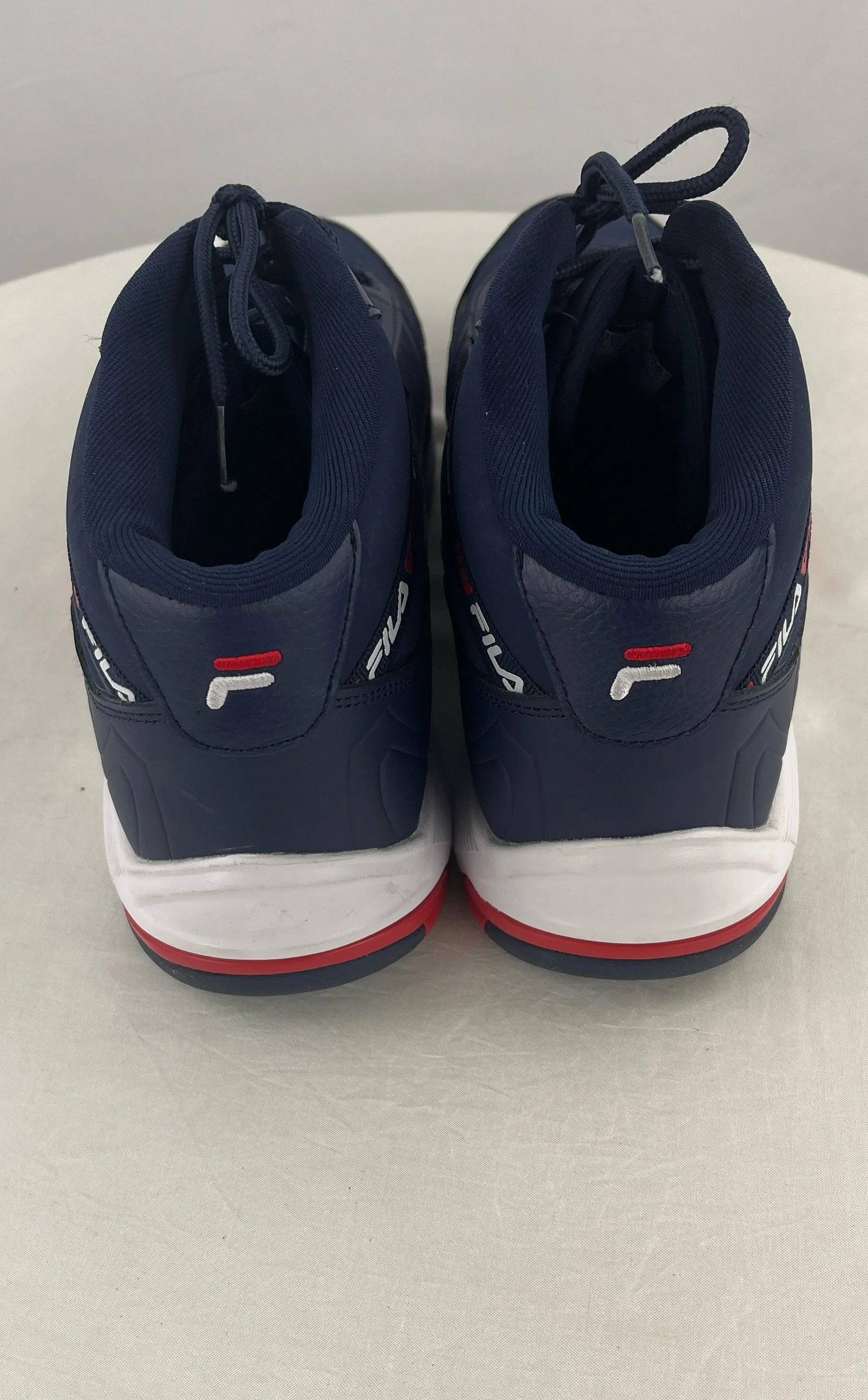 FILA Men's Navy Leather Basketball High Top Shoes Size 12 1BM00715-422