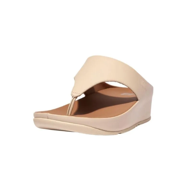 Fitflop Shuv Toe-Post Stone Beige Leather Women's Sandals