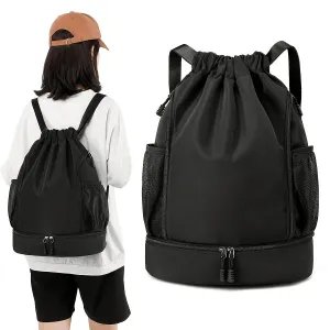 Generously Sized Drawstring Backpack - Universally Stylish Sport Bag with Comfort-Fit Adjustable Straps and Organized Compartments - Perfect for Outdoors, Beach, Basketball, School - Built-to-Last Athletic Gym Bag