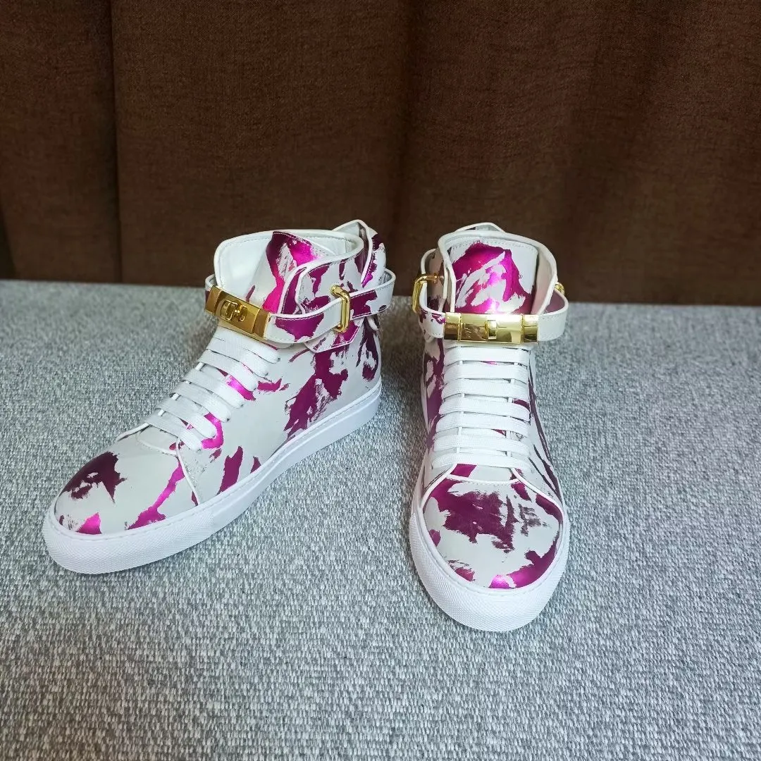 Graffiti Artisan Cow Leather High Top Sneaks