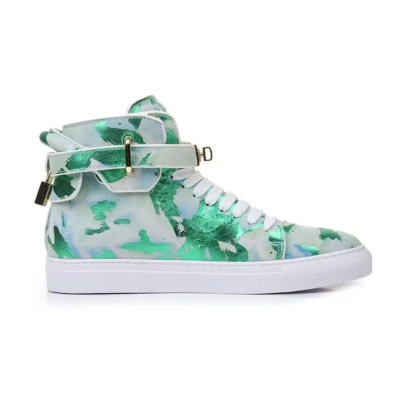 Graffiti Artisan Cow Leather High Top Sneaks