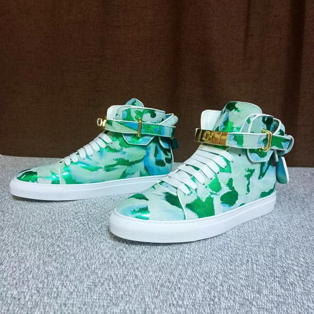 Graffiti Artisan Cow Leather High Top Sneaks