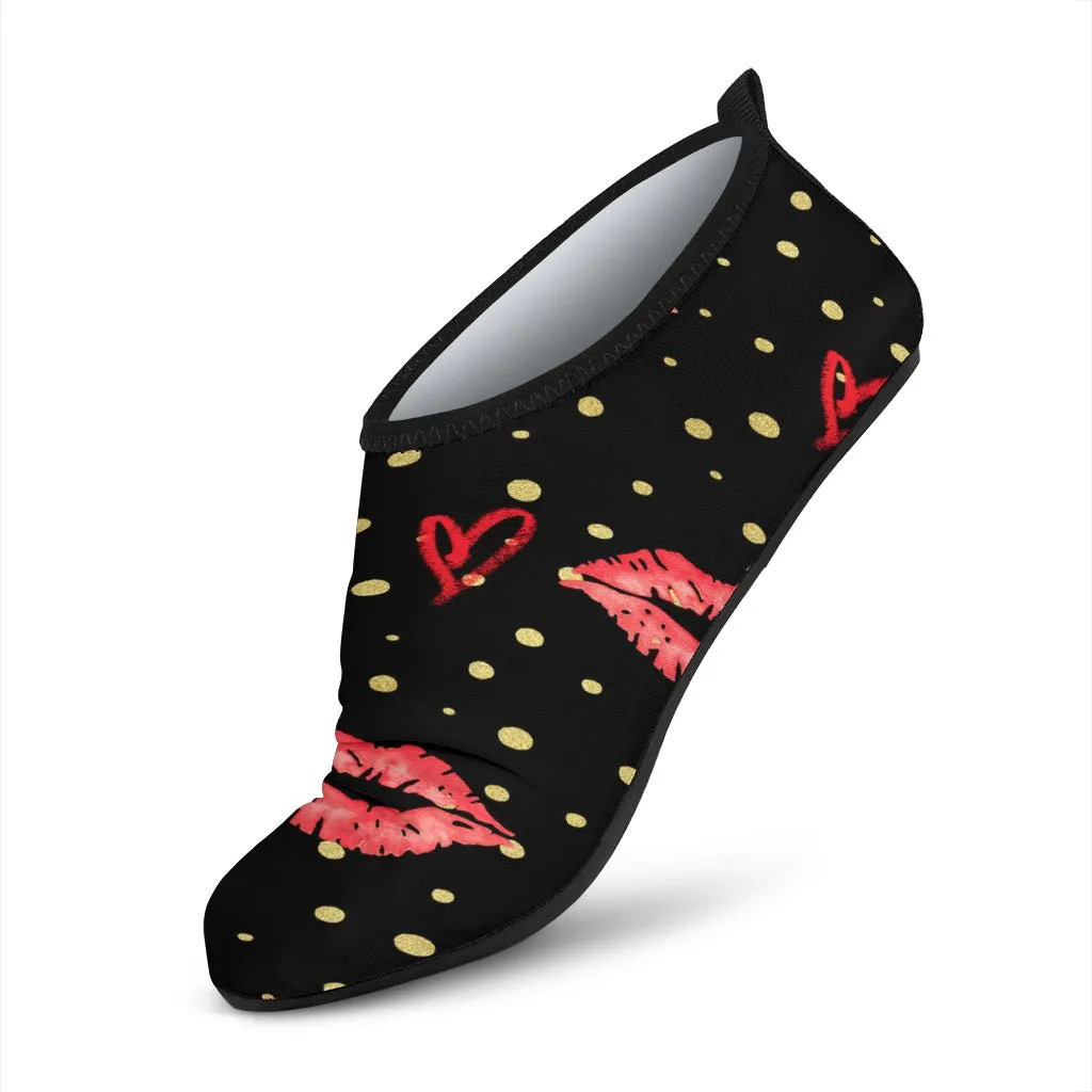 Hearts & Lips Design- Aqua Shoes