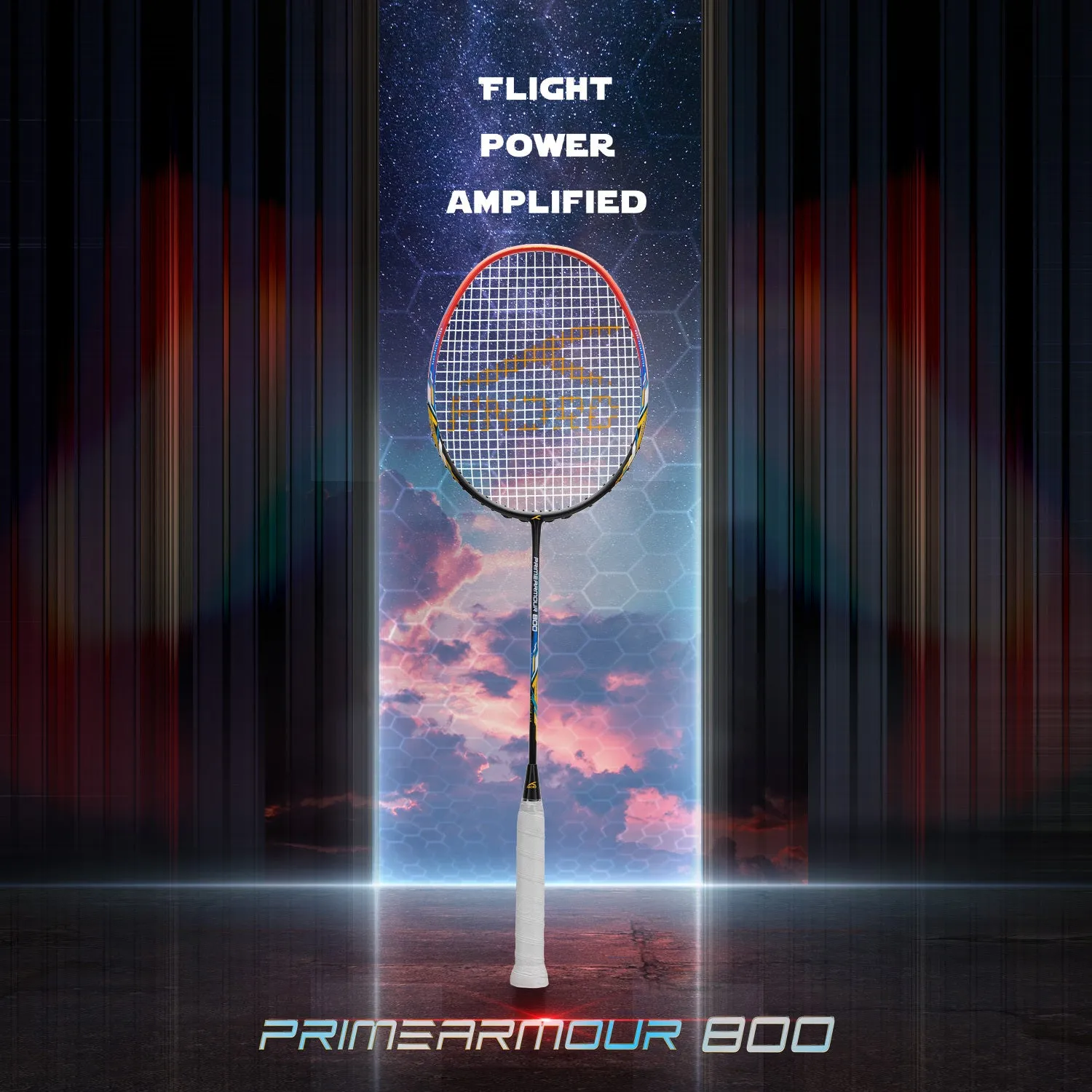 Hundred Primearmour 800 Nano Frame System Unstrung Badminton Racquet (Black / Red)