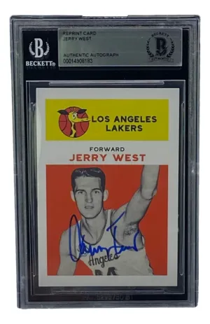 Jerry West Signed LA Lakers Reprint 1961 Fleer Rookie Card #43 BAS