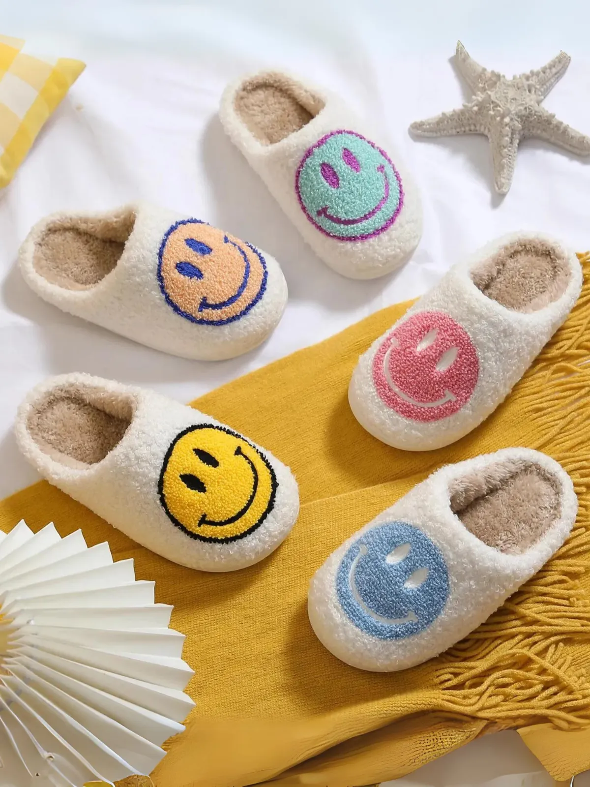 Keep Her Happy Smiley Bedroom Slippers By Liv and Mia