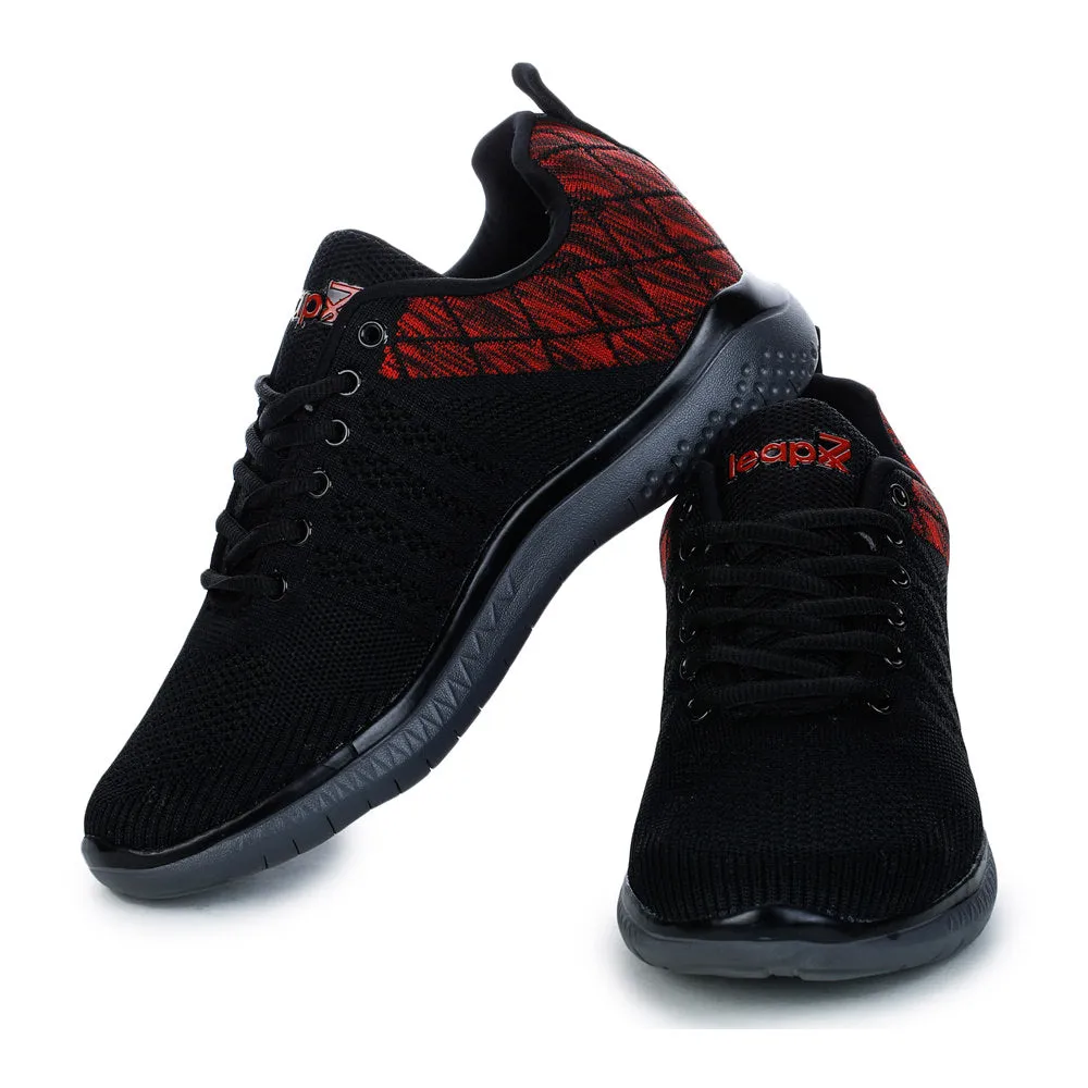 Leap7x Men's Black Sports Lacing Walking Shoes