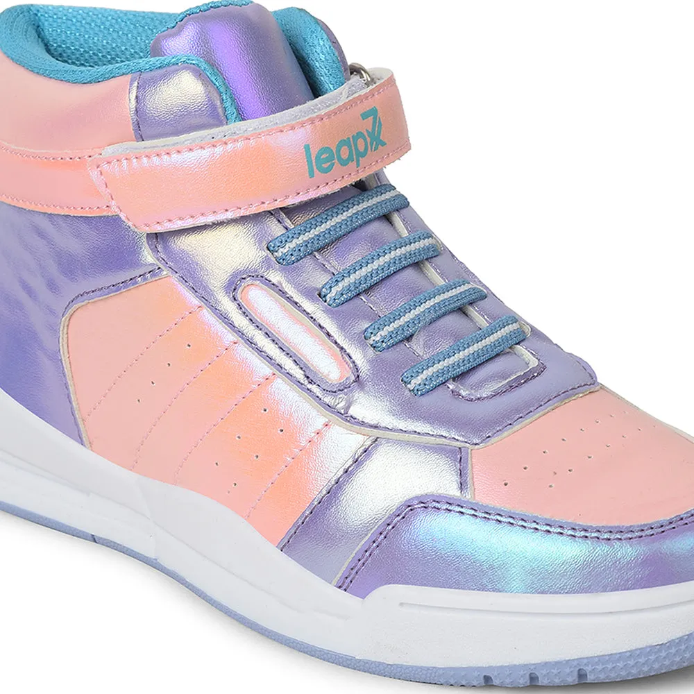 Leap7x Peach Sports Non Lacing Walking Shoes For Kids ENVY By Liberty