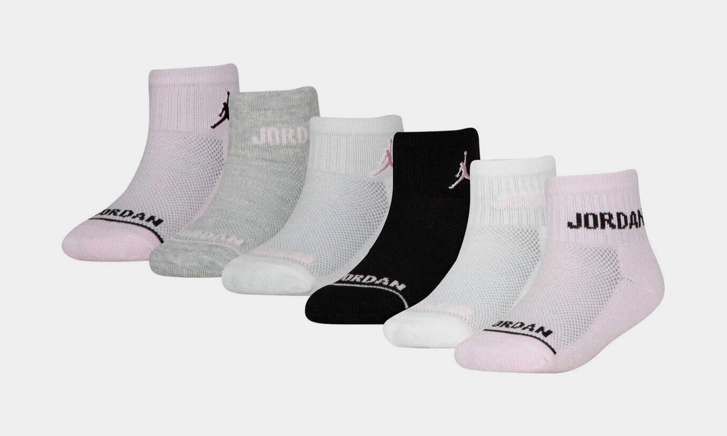 Legend Ankle 6 pack Grade School Socks (Pink/Grey)