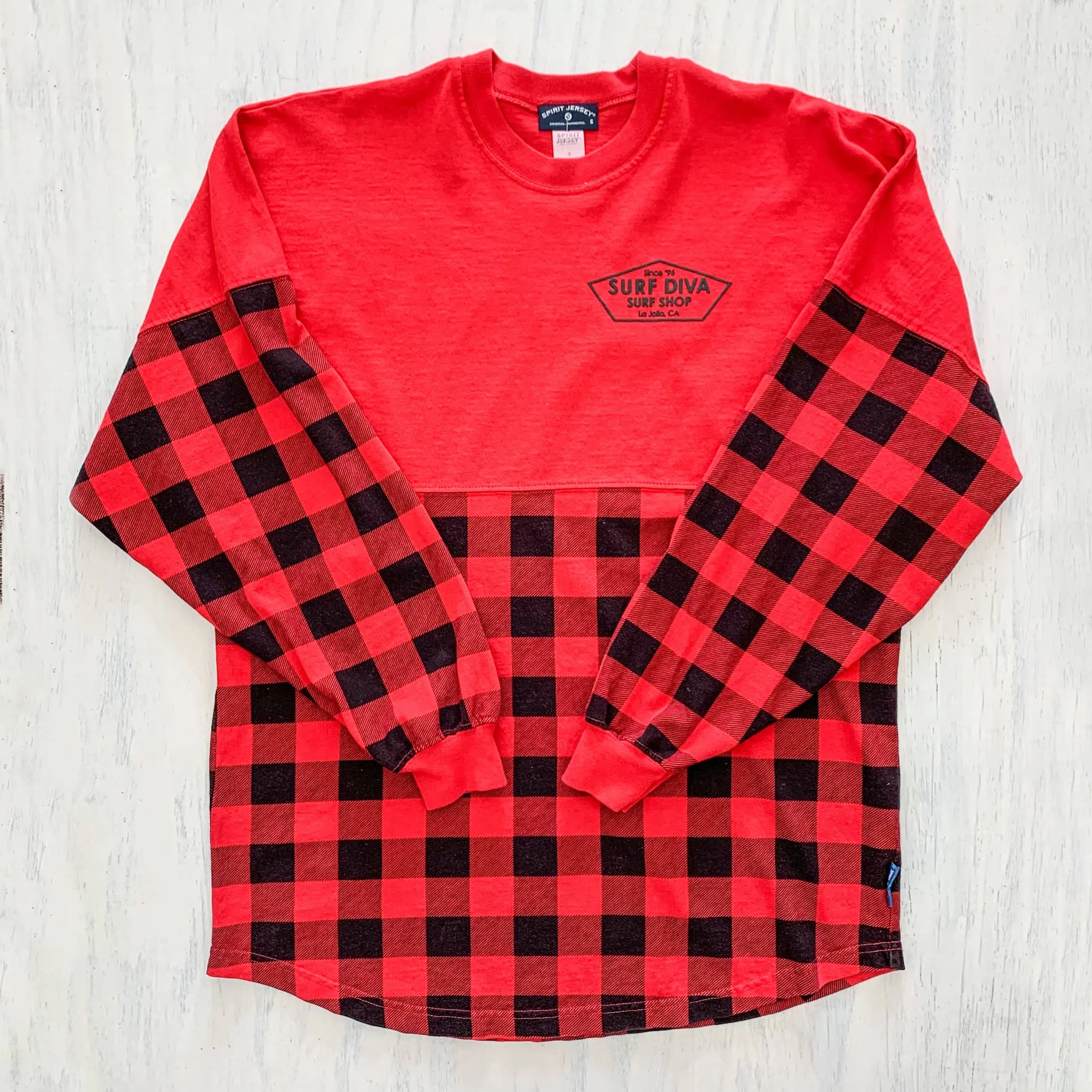 LONGSLEEVE T-SHIRT with SURF DIVA SURF SHOP - WINTER CREWNECK (red/black)