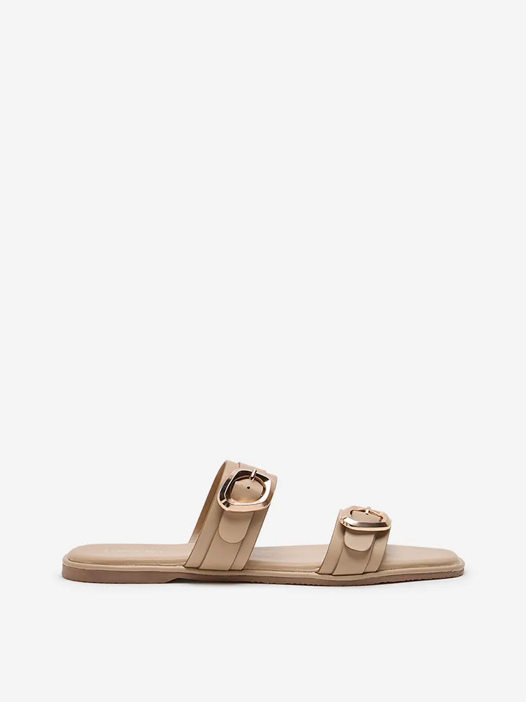 LUNA BLU Beige Dual-Strap Sandals