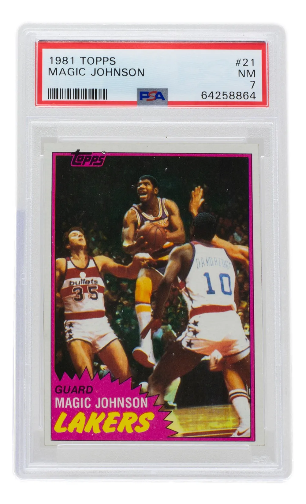 Magic Johnson 1981 Los Angeles Lakers Topps Basketball Card #21 PSA NM 7