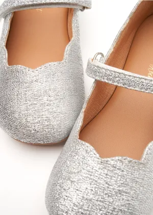 Mary Jane Silver Scallop Shoe