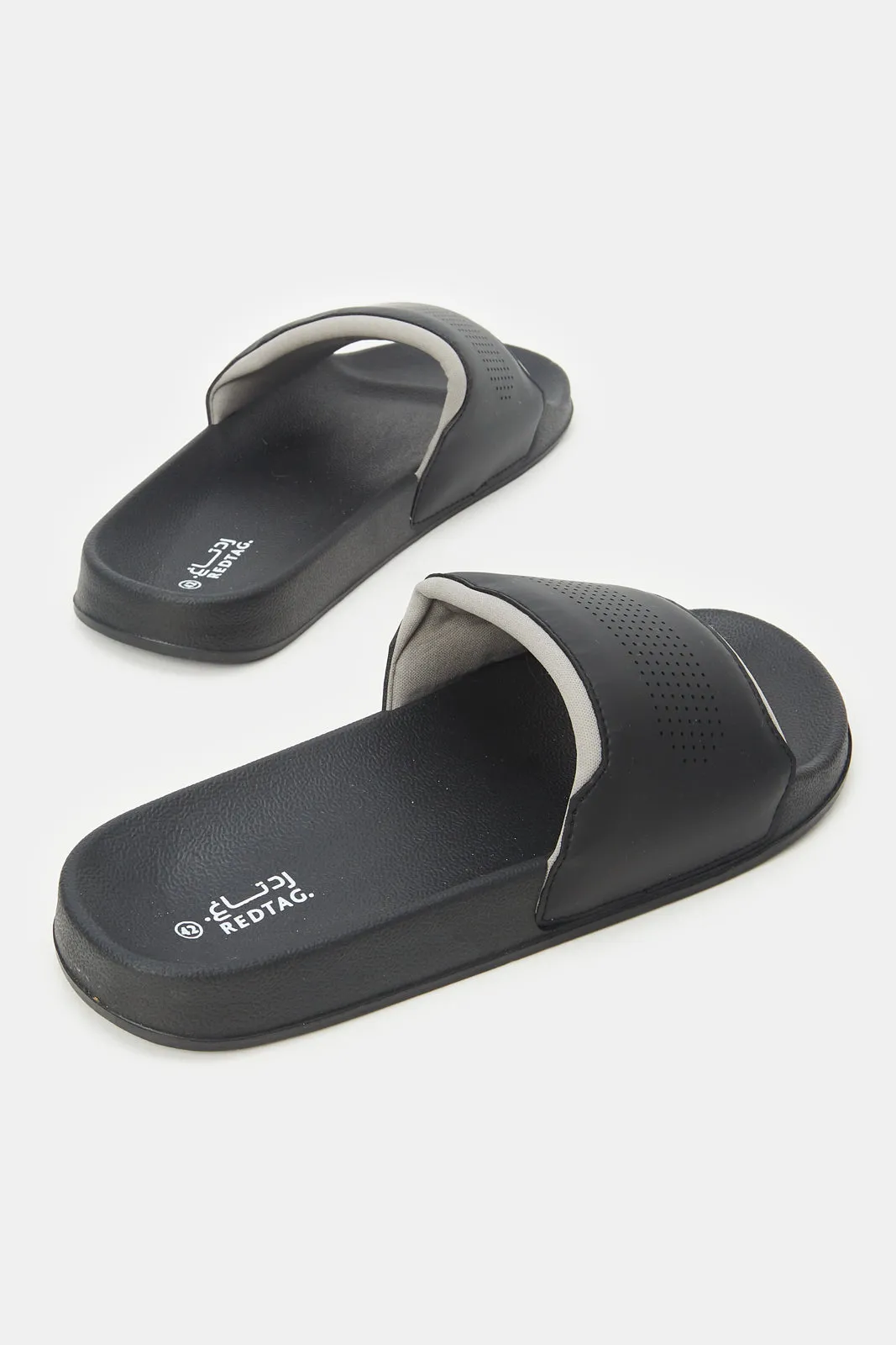 Men Black Slide With Padded Upper