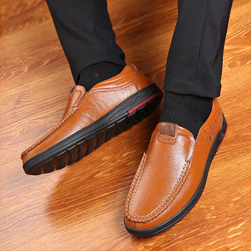 Men's Leather Soft Insole Casual Business Slippers