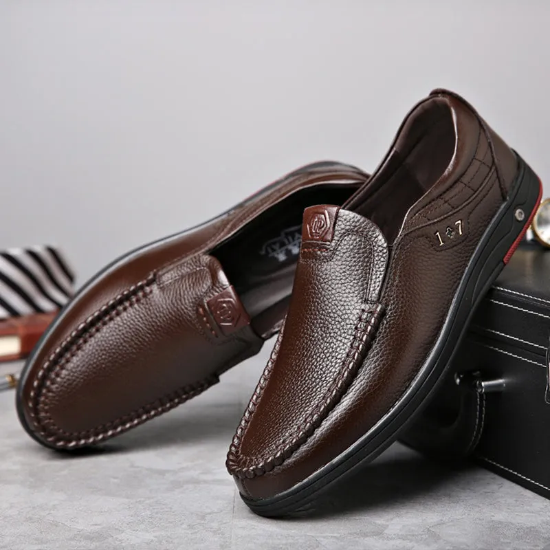 Men's Leather Soft Insole Casual Business Slippers