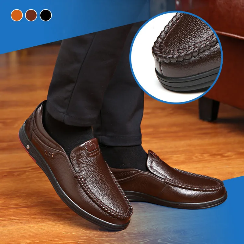 Men's Leather Soft Insole Casual Business Slippers