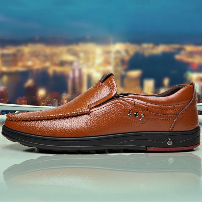 Men's Leather Soft Insole Casual Business Slippers