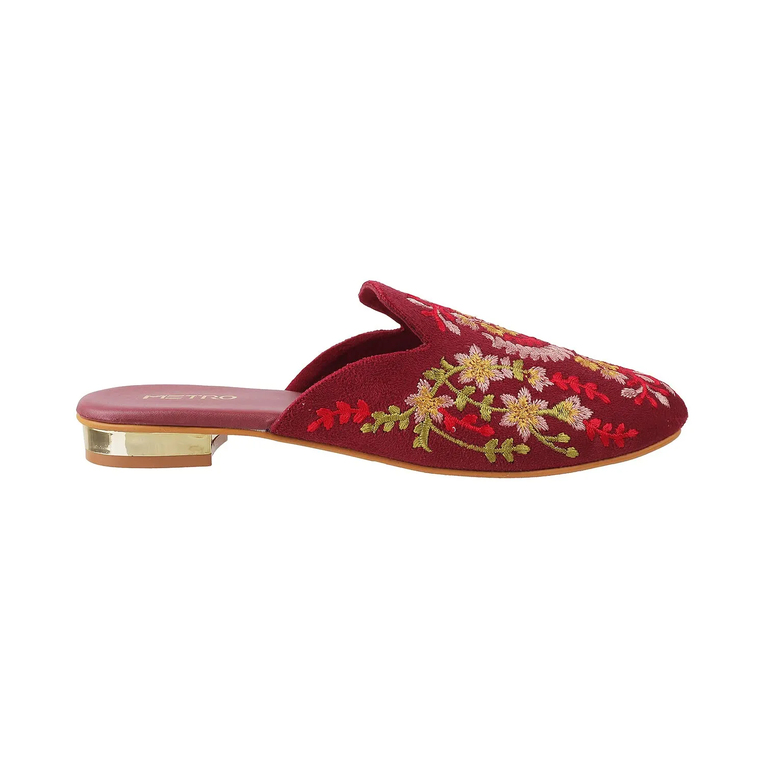 Metro Womens Beaded Maron Slip Ons (Size (3 UK (36 EU)) Maroon