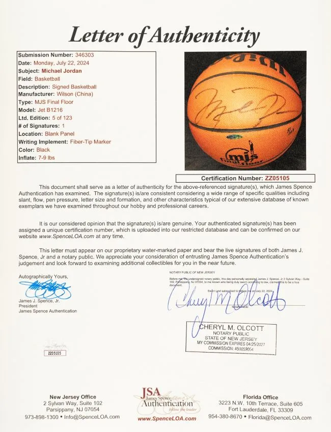 Michael Jordan Chicago Bulls Signed Wilson Jet NBA Basketball JSA ZZ05105