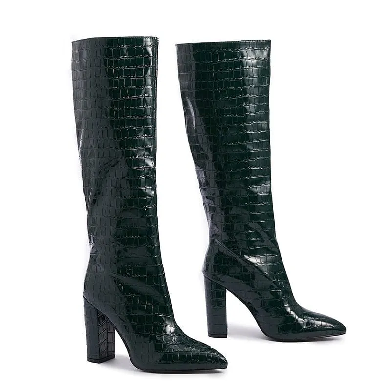 Minimalist Croc Embossed Classic Boots