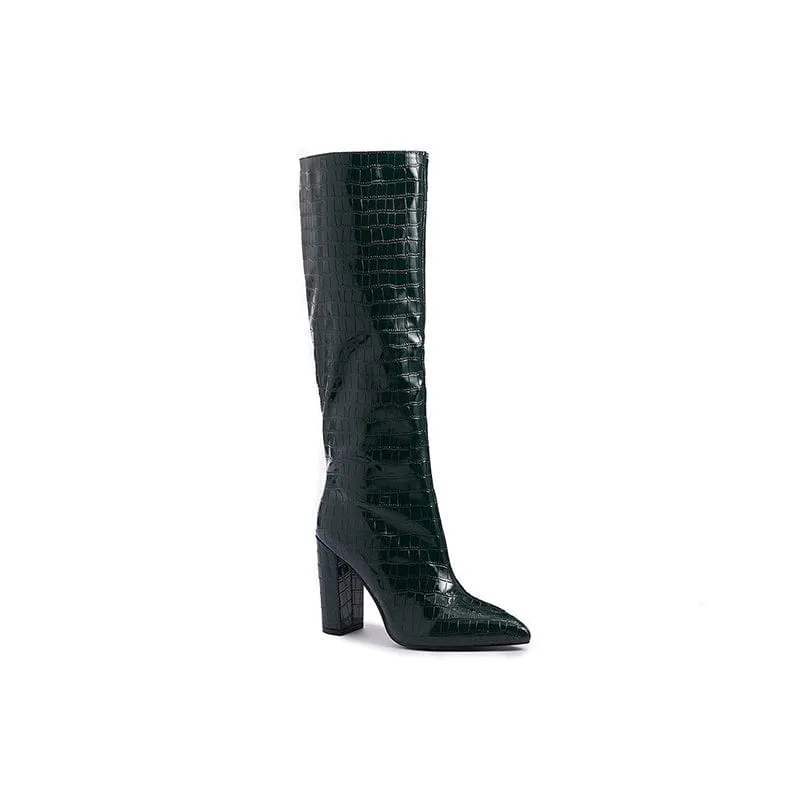 Minimalist Croc Embossed Classic Boots