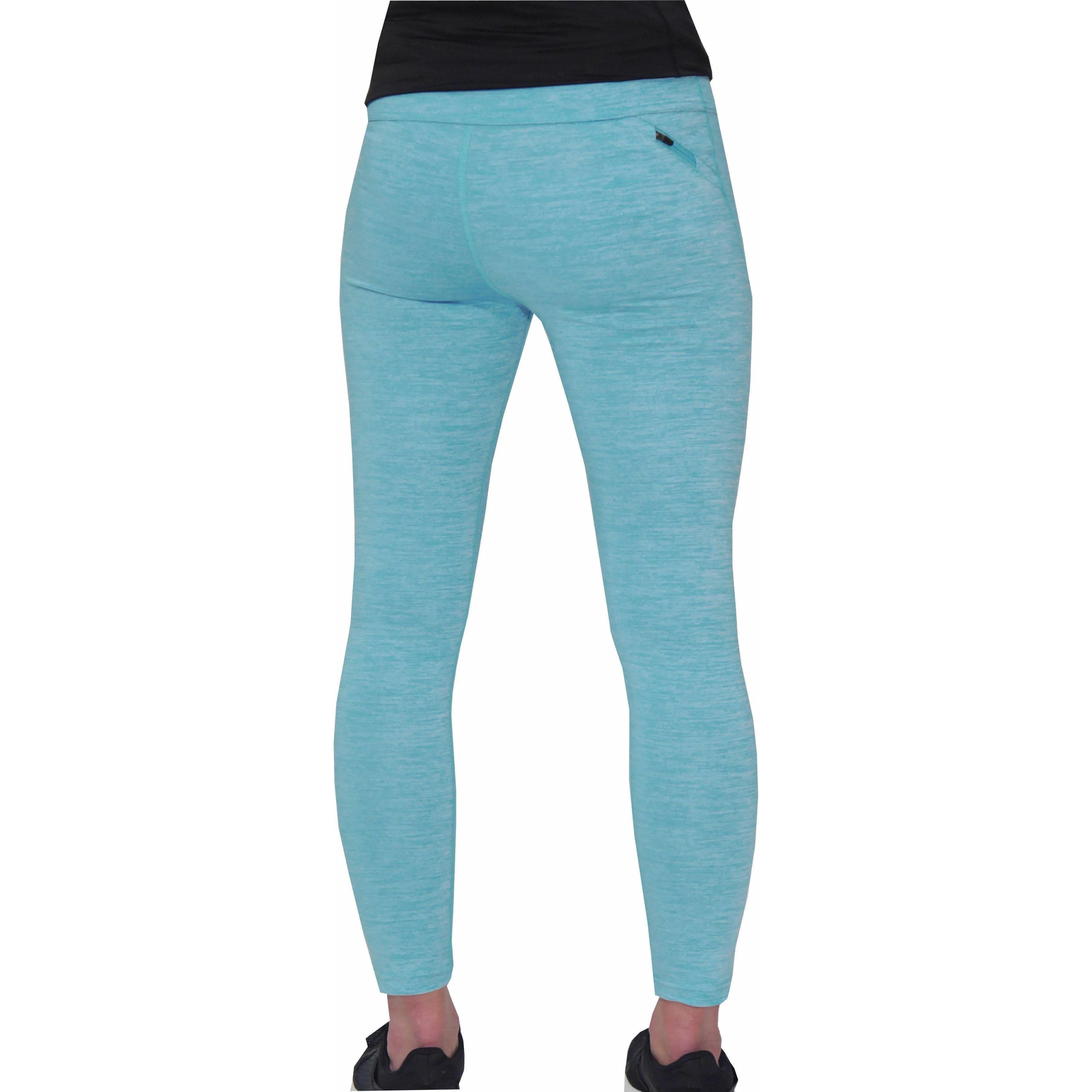 More Mile Heather Womens Long Running Tights - Blue