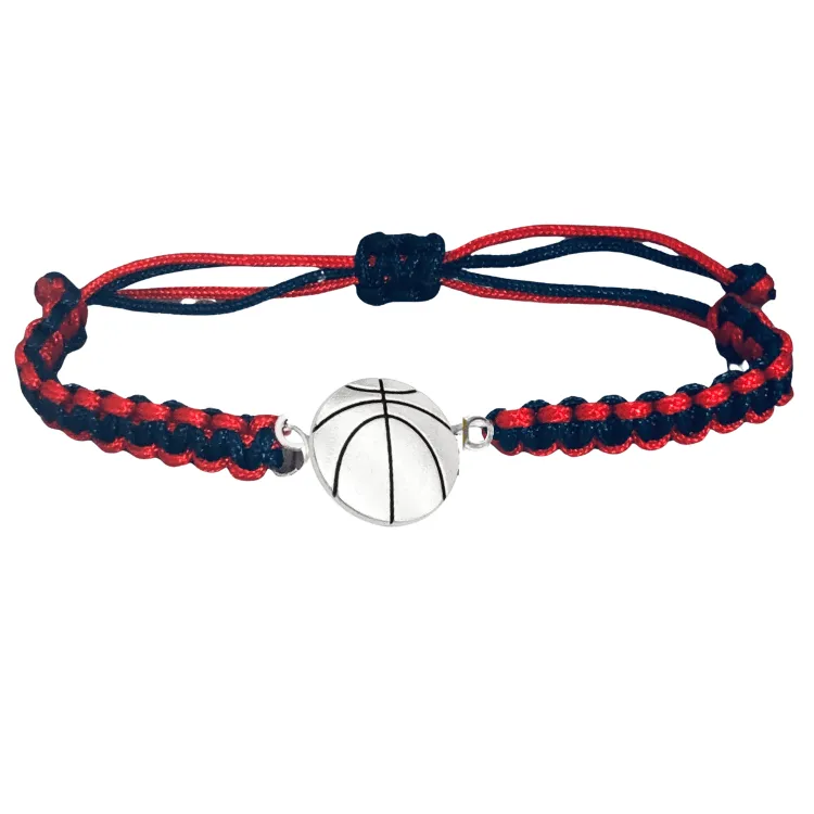 Multi Colored Silver Basketball Rope Bracelet - Pick Color