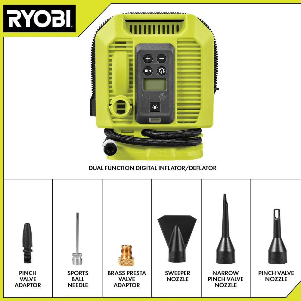 Open Box -  RYOBI ONE  18V Cordless Dual Function Inflator/Deflator(Tool Only)