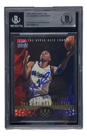 Penny Hardaway Signed Slabbed Upper Deck USA 1996 #3 Basketball Trading Card BAS