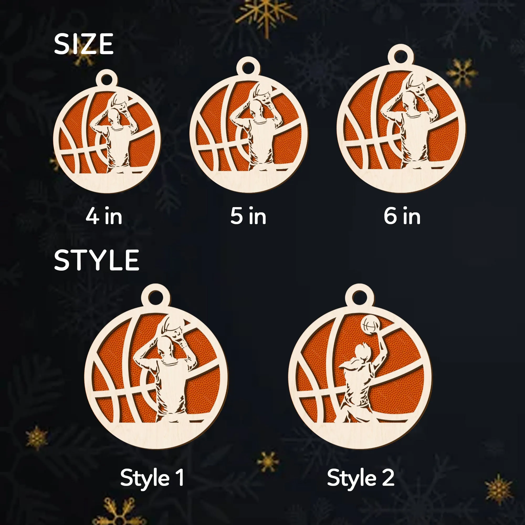 Personalized Basketball Ornament, Custom Basketball Wood Ornament 2 Layered CF432