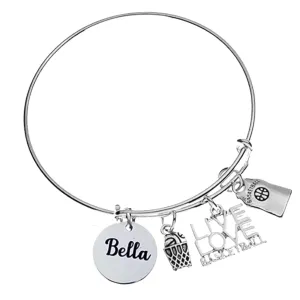 Personalized Engraved Basketball Bangle Bracelet