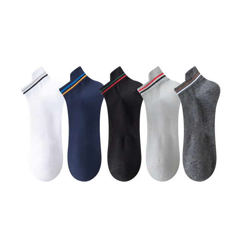 Plus Size Stripe Anti-sweat Sport Ankle Socks(5 Pairs)