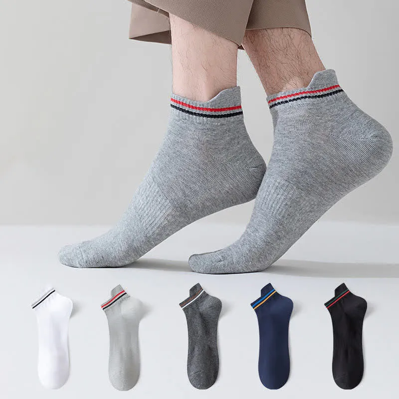 Plus Size Stripe Anti-sweat Sport Ankle Socks(5 Pairs)