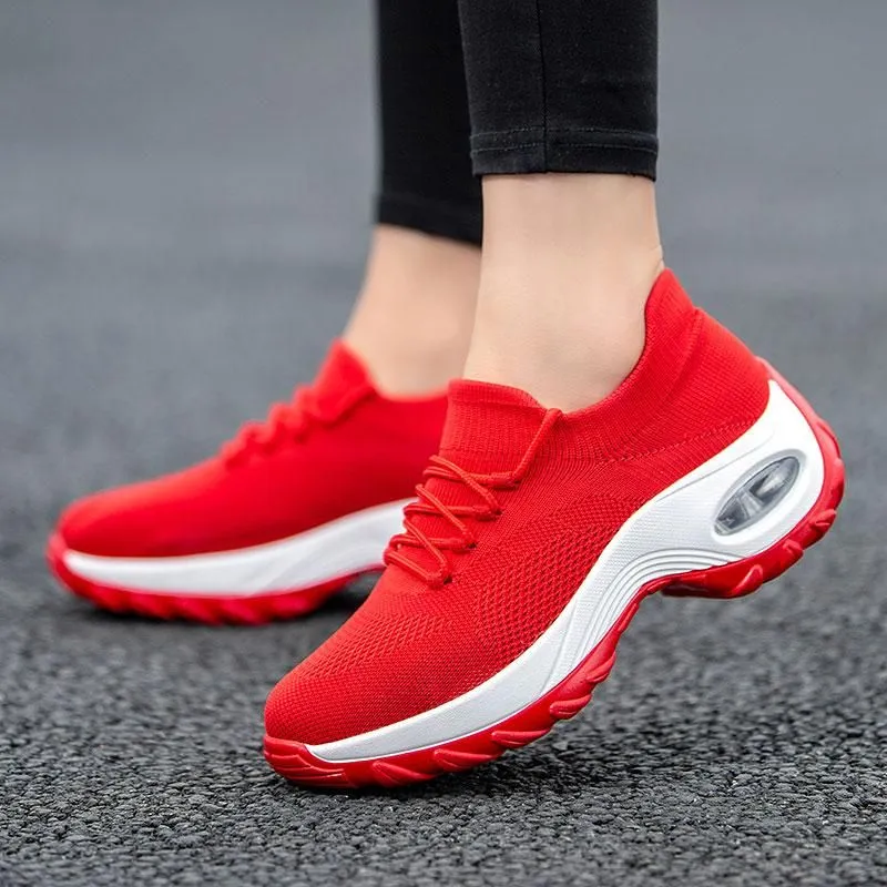 Premium Lace Up Walking Running Shoes Platform Sneakers for Women, 8 colors