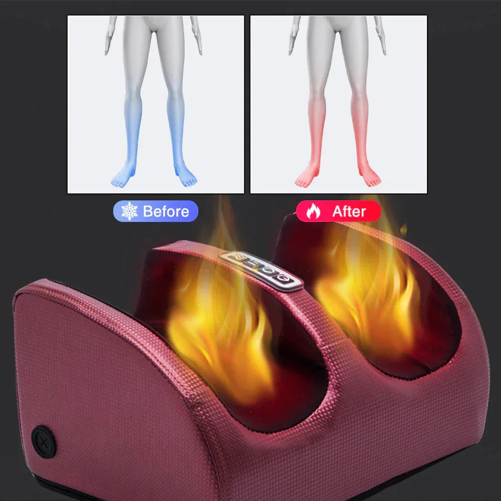 "Electric Foot Massager with Heating Therapy, Shiatsu Kneading Roller, Hot Compression, Muscle Relaxation, and Pain Relief"