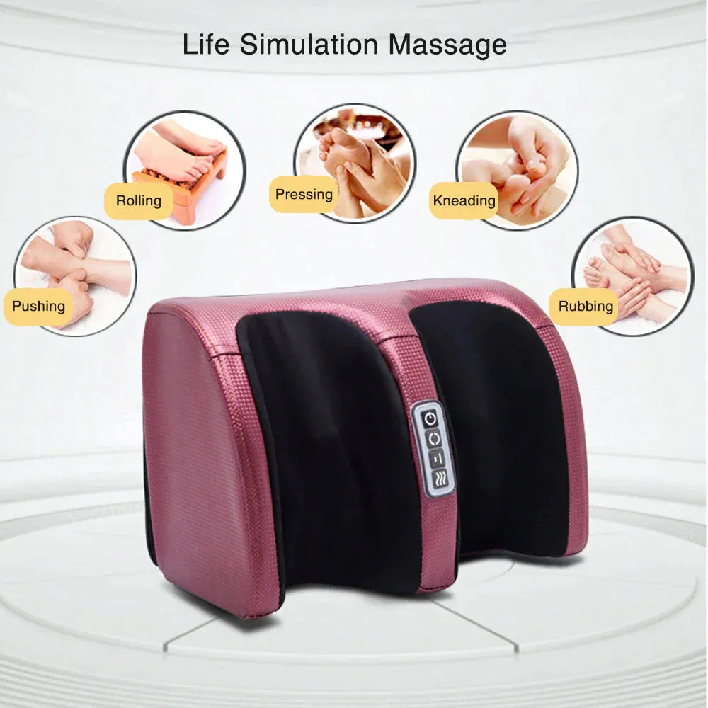 "Electric Foot Massager with Heating Therapy, Shiatsu Kneading Roller, Hot Compression, Muscle Relaxation, and Pain Relief"