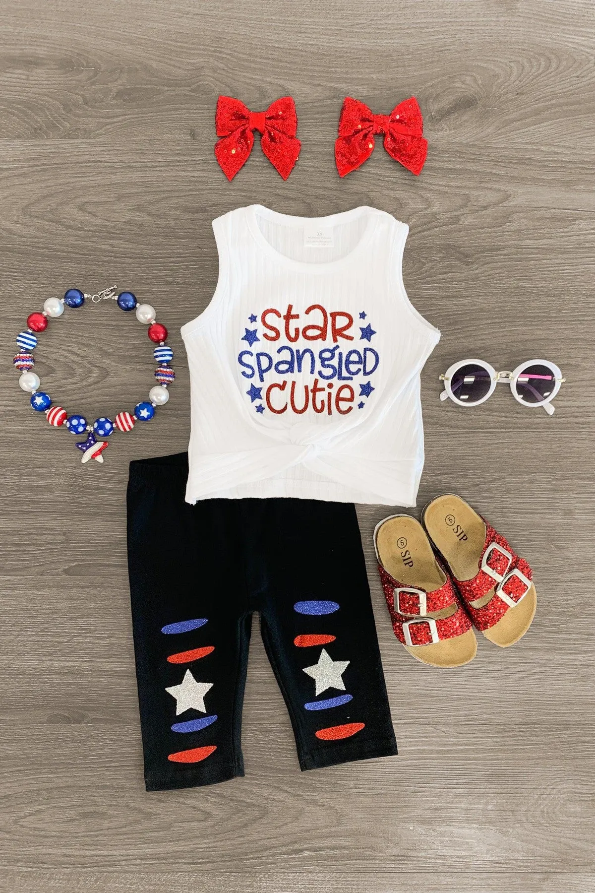 "Star Spangled Cutie" Glitter Capri Set