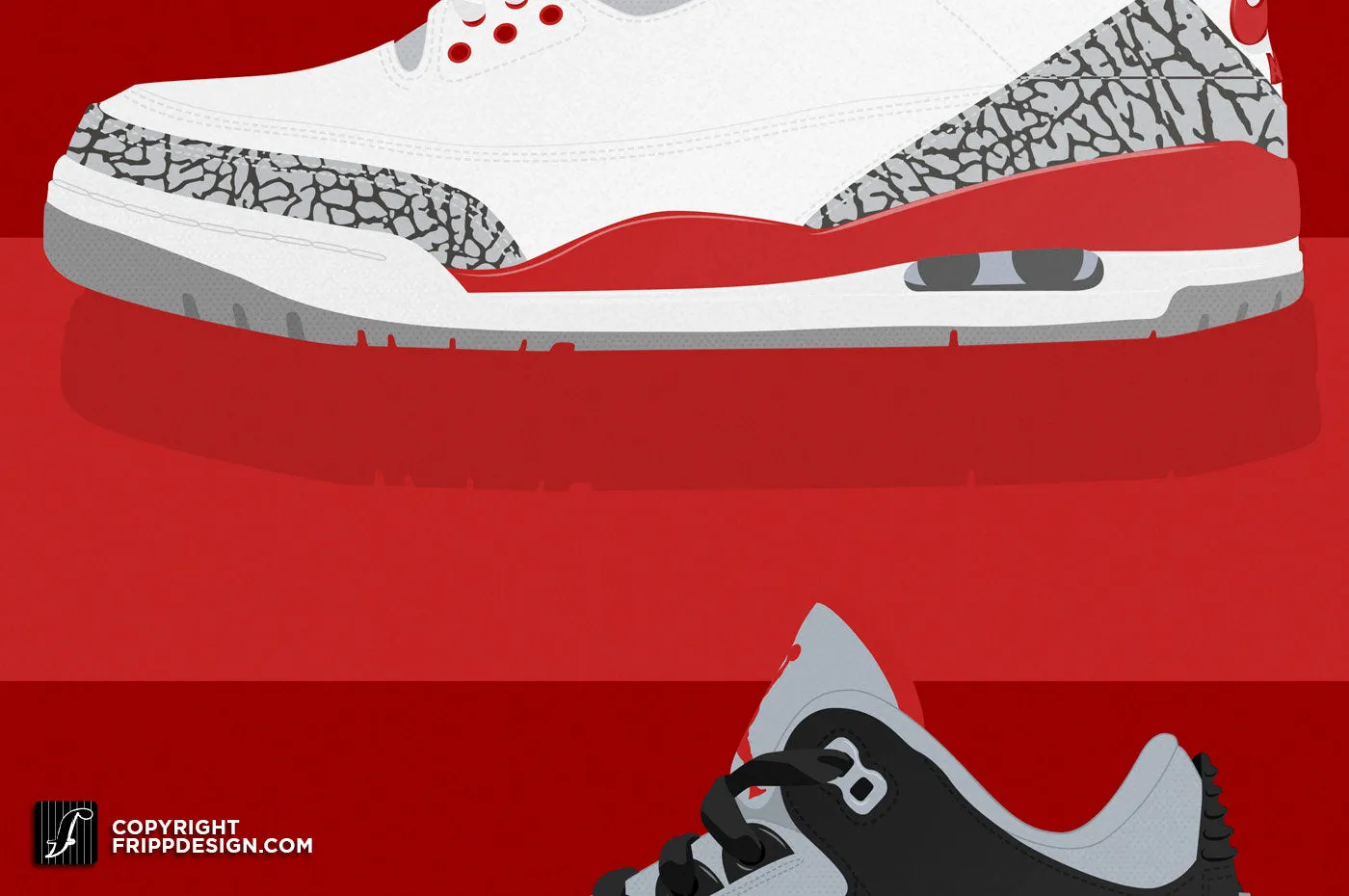 Retro G.O.A.T Collection "3 Bars Design" Illustration - Sneaker Art