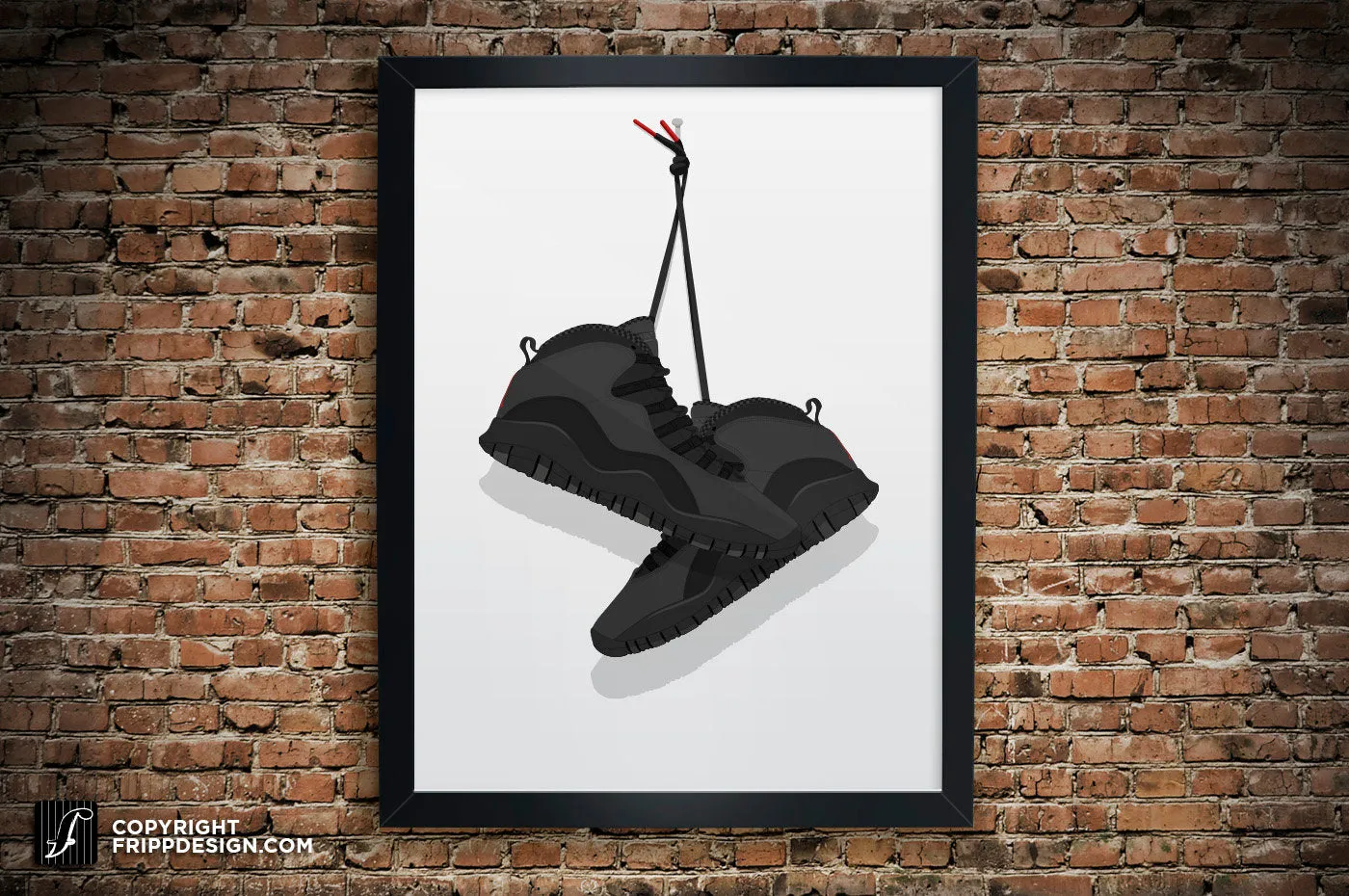 Retro G.O.A.T "10" Vintage Hanging Kicks Illustration - Sneaker Art