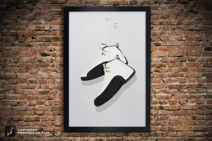 Retro G.O.A.T "12" Vintage Hanging Kicks Illustration - Sneaker Wall Art