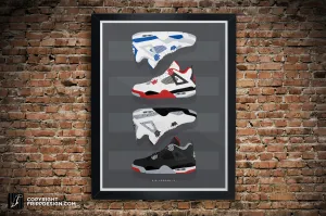 Retro G.O.A.T "4" Stacked Collection Illustration - Premium Sneaker Art