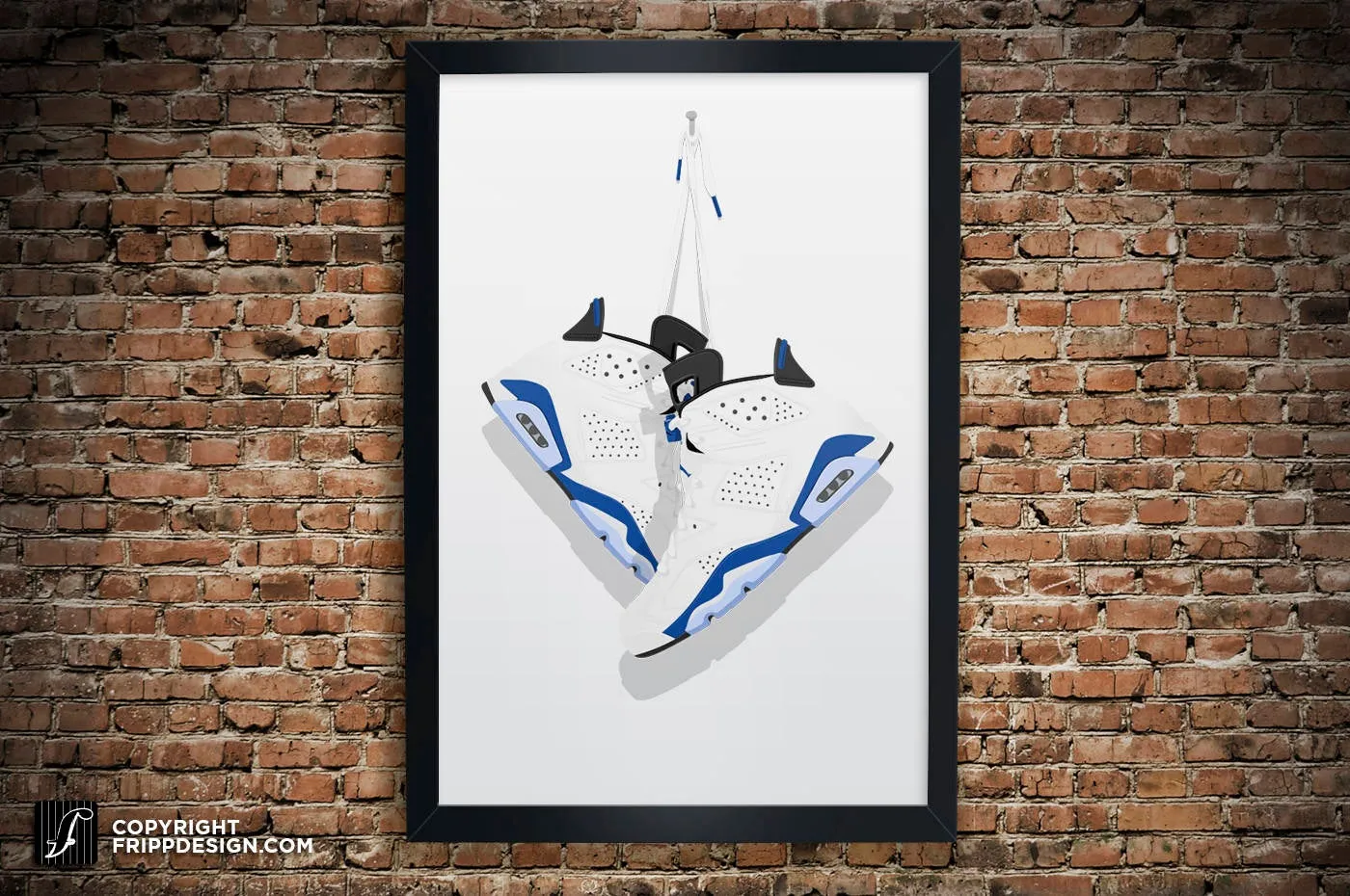 Retro G.O.A.T "6" Vintage Hanging Kicks Illustration - Sneaker Wall Art