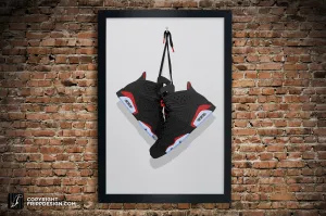 Retro G.O.A.T "6" Vintage Hanging Kicks Illustration - Sneaker Wall Art