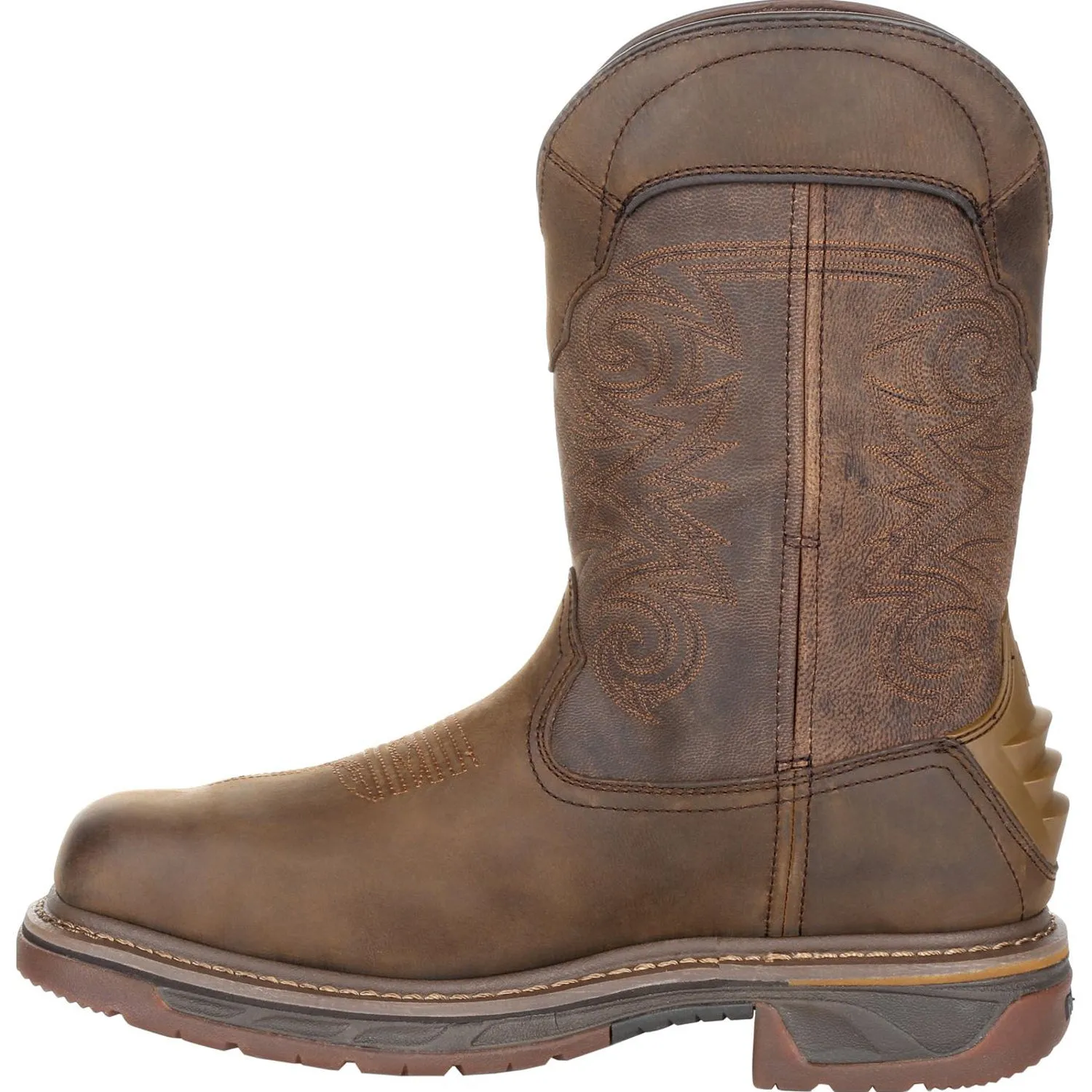 Rocky Mens Distressed Brown Leather Met Guard WP Western Work Boots