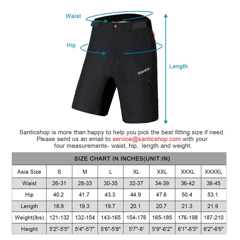 Santic Peak Time Black Men’s Mountain Bike Shorts Loose Fit MTB Shorts No Padded