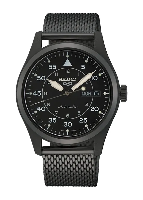 SEIKO 5 SPORTS AUTOMATIC BLACK DIAL BLACK MESH BRACELET SRPH25K