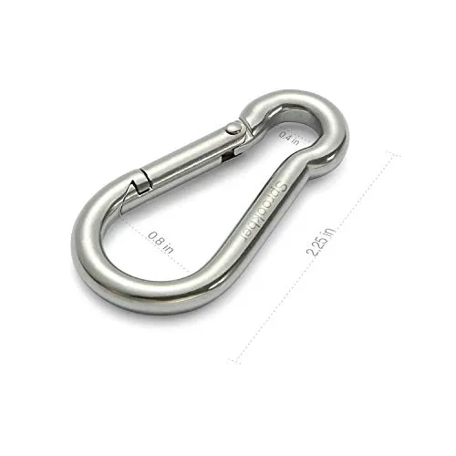 sprookber Stainless Steel Spring Snap Hook Carabiner - 304 Stainless Steel Caribeener Clips, Set of 6