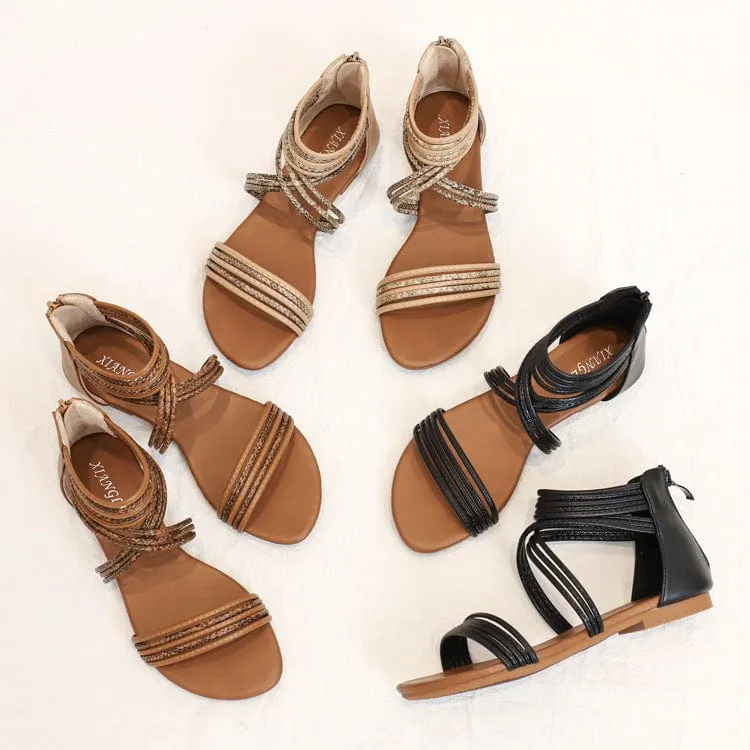 Strappy Back Zipper Sandals