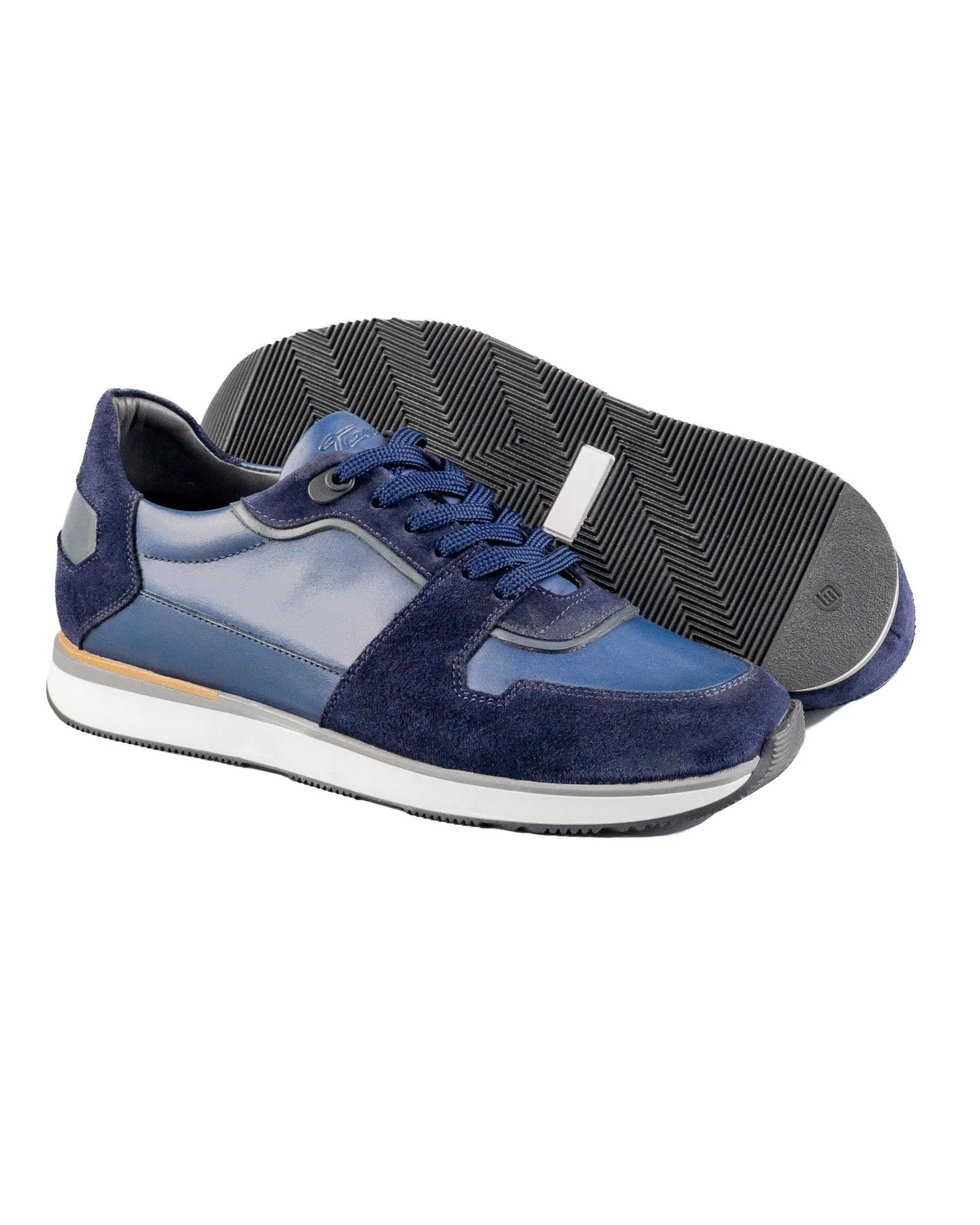 T-Tuareg Navy Blue Suede and Navy Blue Genuine Leather Men's Sports Sneaker Shoes